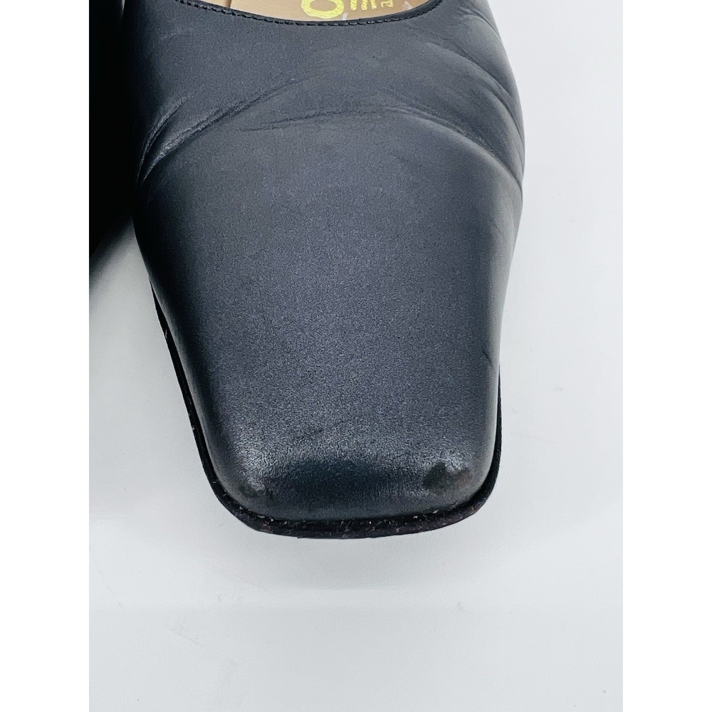 Salvatore Ferragamo Slate Gray Pearl Leather with Chrome Gancini Logo Heel 6.5B - Picture 5 of 12